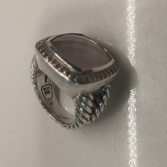 DAVID YURMAN ALBION 14mm ROSE QUARTZ & DIAMOND RING sz-5.25 - Picture 10 of 11